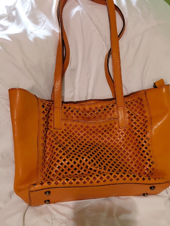 Patricia Nash Handbags - Patricia Nash Orange Laser-Cut Leather Tote